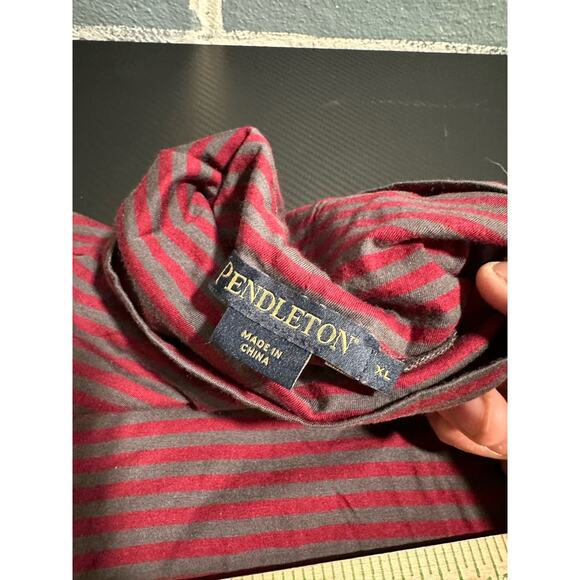 Pendleton Turtleneck Pullover Midweight Cotton Modal Blend Striped Red Grey XL - Picture 5 of 9